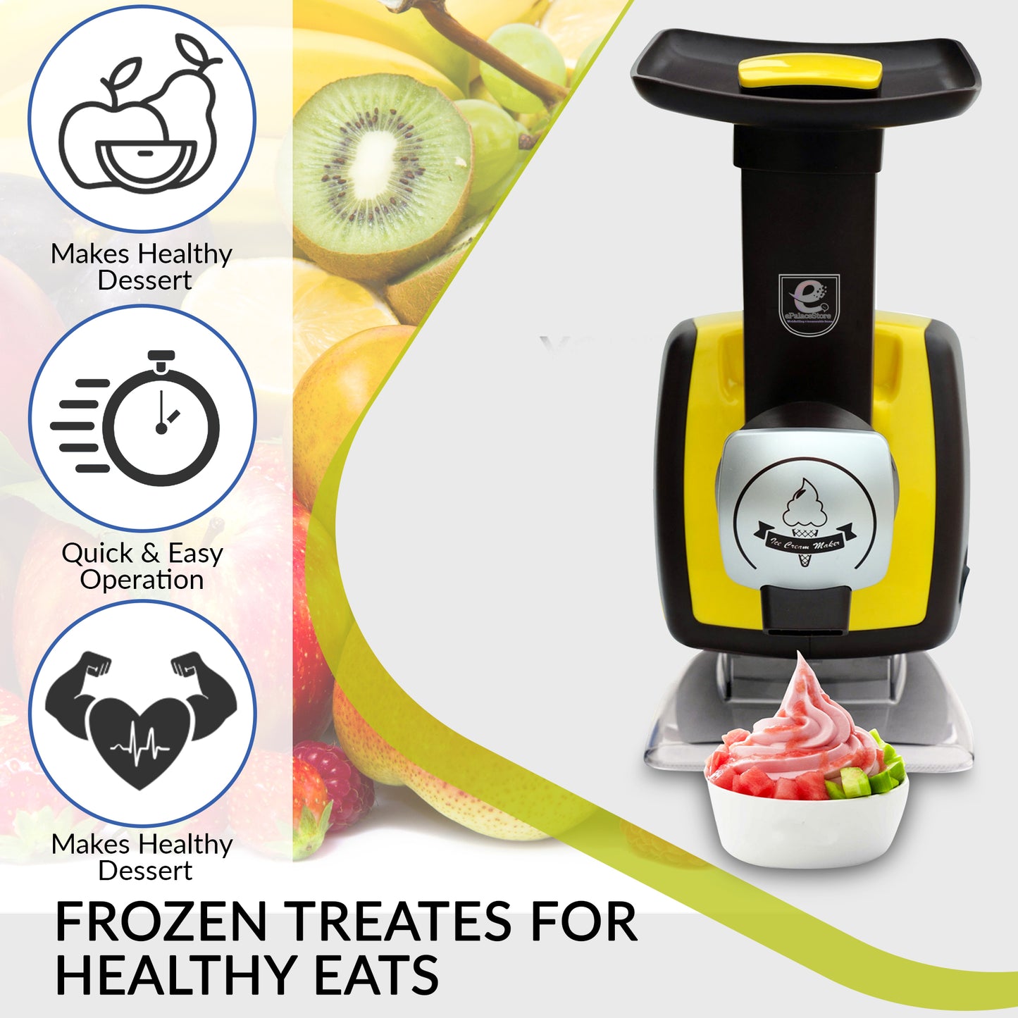 Homemade Ice Cream Maker - Mini Dash soft serve machine fruit nostalgia kids & Mochi yogurt Milkshake, Helado Creammaker electric kit - ePalaceS